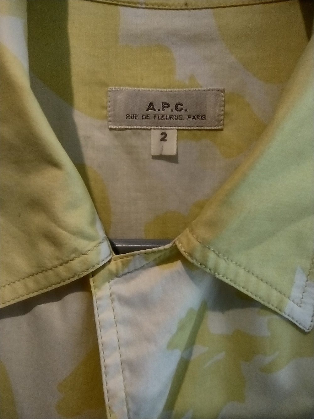 A.P.C. Men’s Yellow Camo Button-Up Shirt
